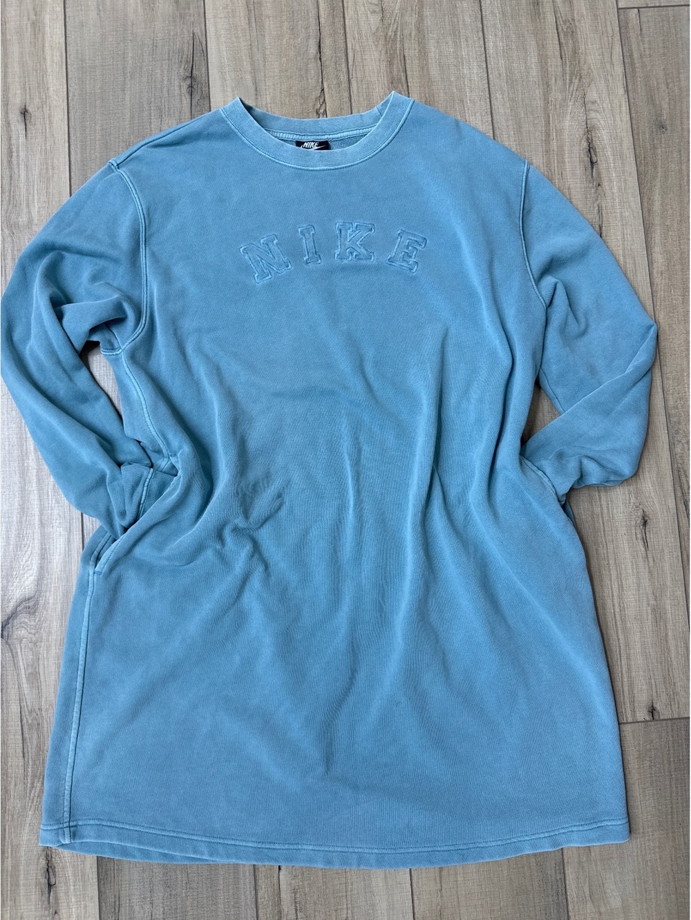 Nike Light Blue Embroidered Logo Sweatshirt Dress Size 1X